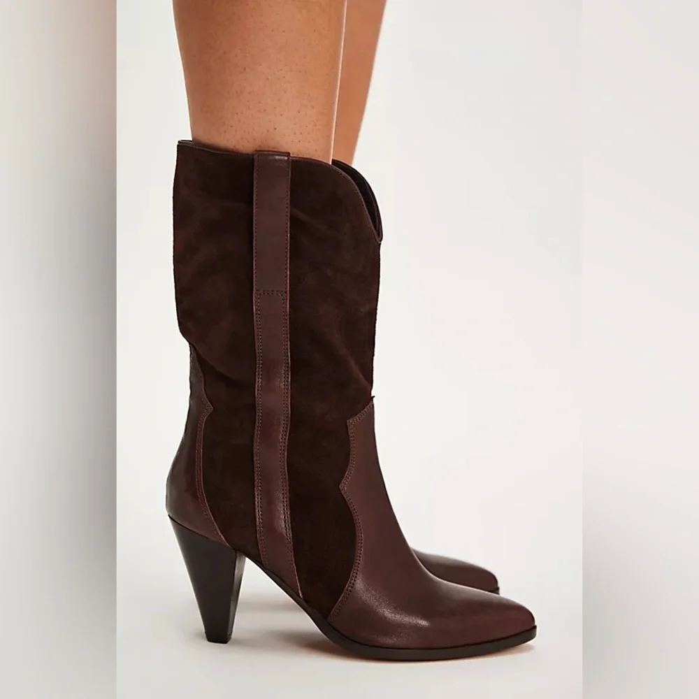 Free People Feather Heel Leather & Suede Boots